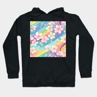 Abstract Pastel Rainbow Cherry Blossoms Hoodie